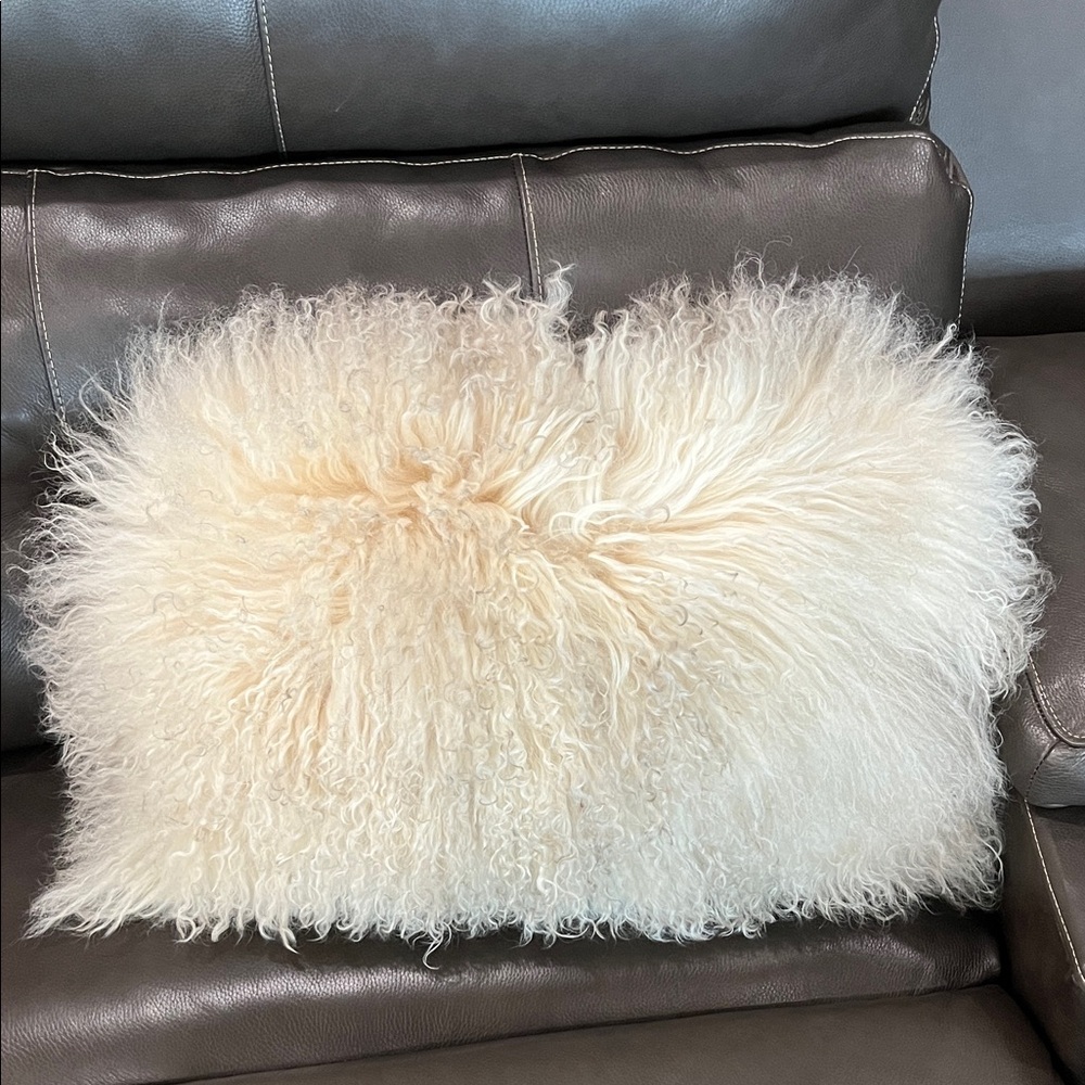 NWOT Mongolian Lambs Wool Throw Pillow